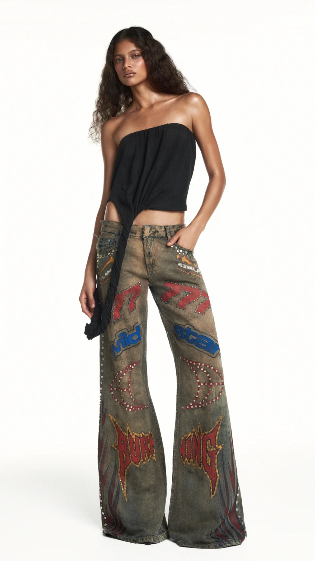 Blusa Tomara que Caia Barra Torcida Preto