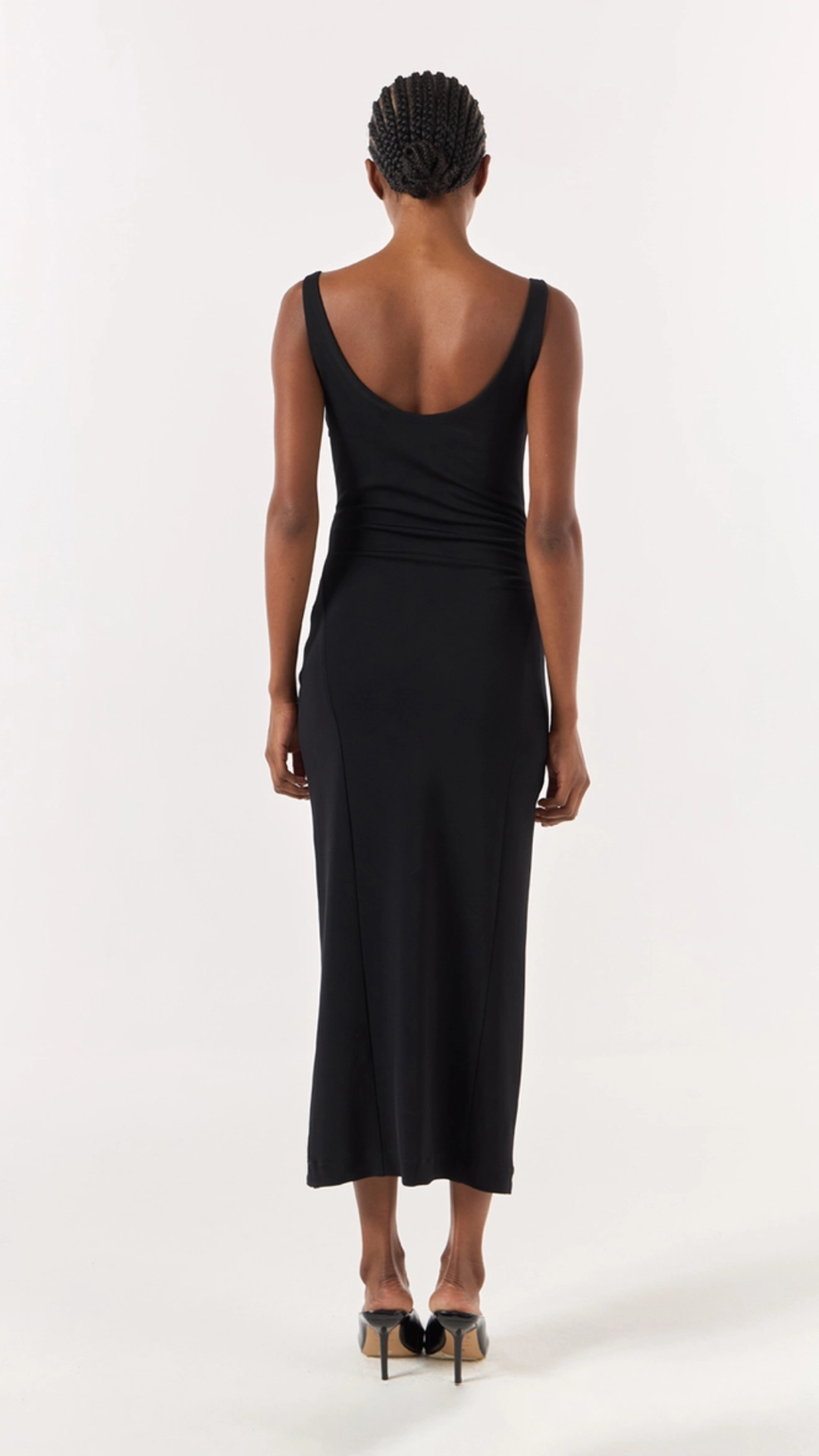 Vestido Midi Malha Detalhe Botões Preto