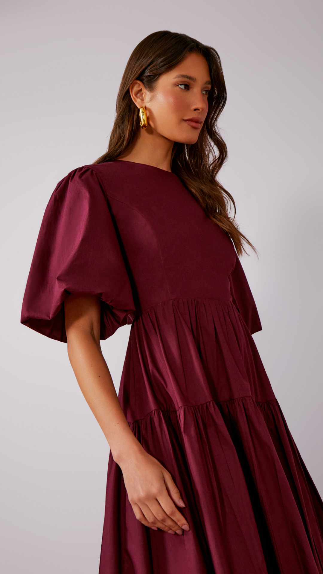 Vestido Tricoline Laço Costas Merlot
