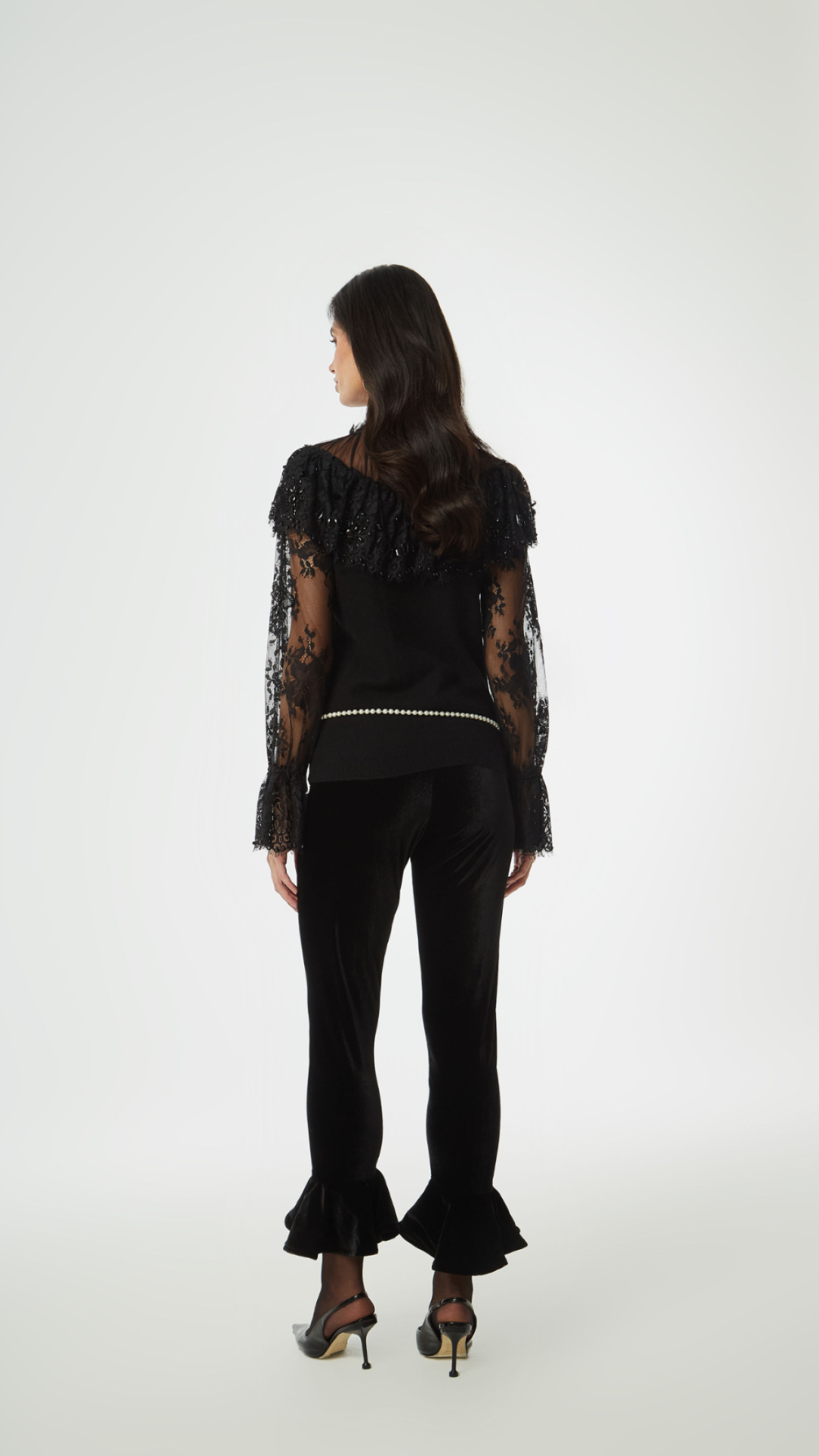 Blusa Tricot Rendada Nathalia Preta