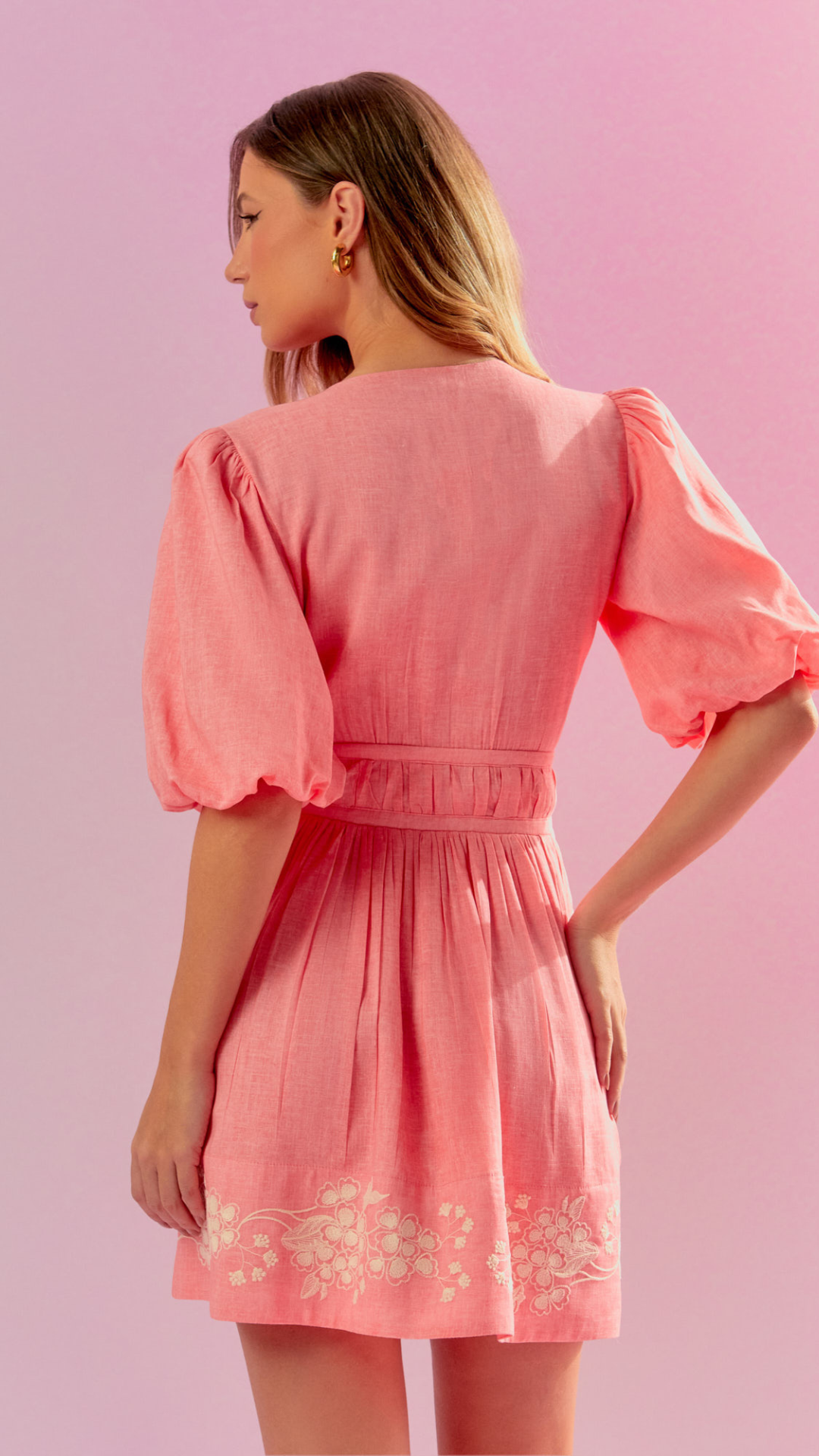 Vestido Rayon Linen Bordado Fondant
