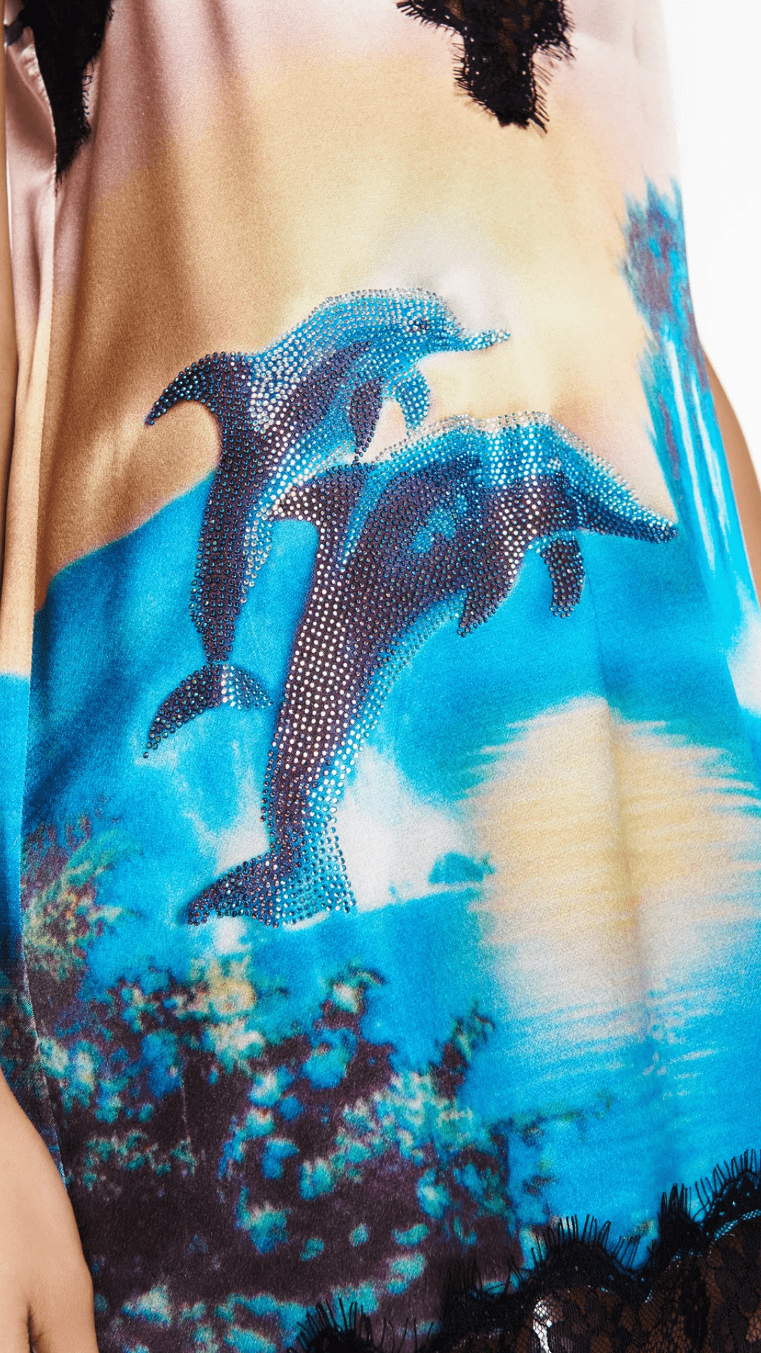 Vestido Curto Cetim Golfinho Azul