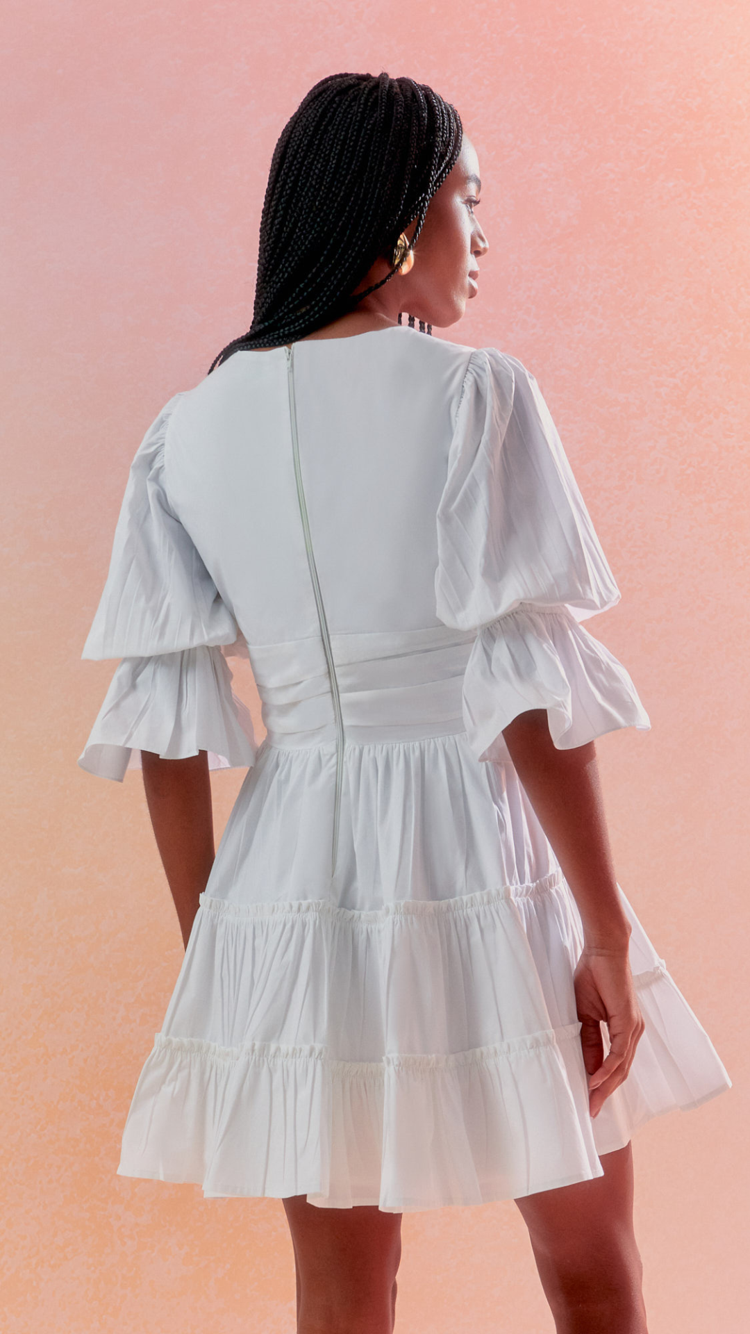 Vestido Cotton Paper Manga Bufante Off White