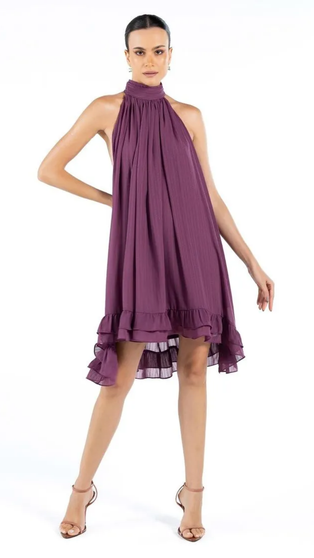Vestido Curto Halter Roxo