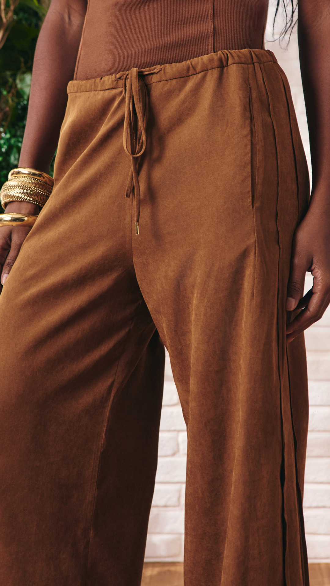 Calça Flow Recorte Lateral Nutella