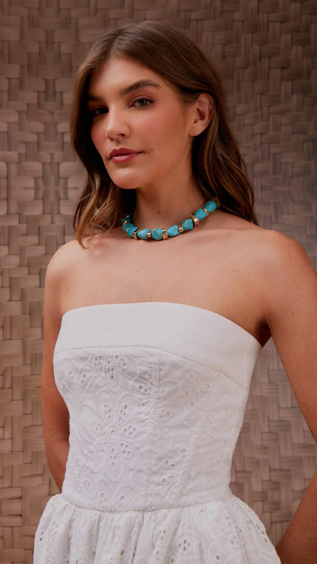 Vestido Laise Daisy Recortes Off White