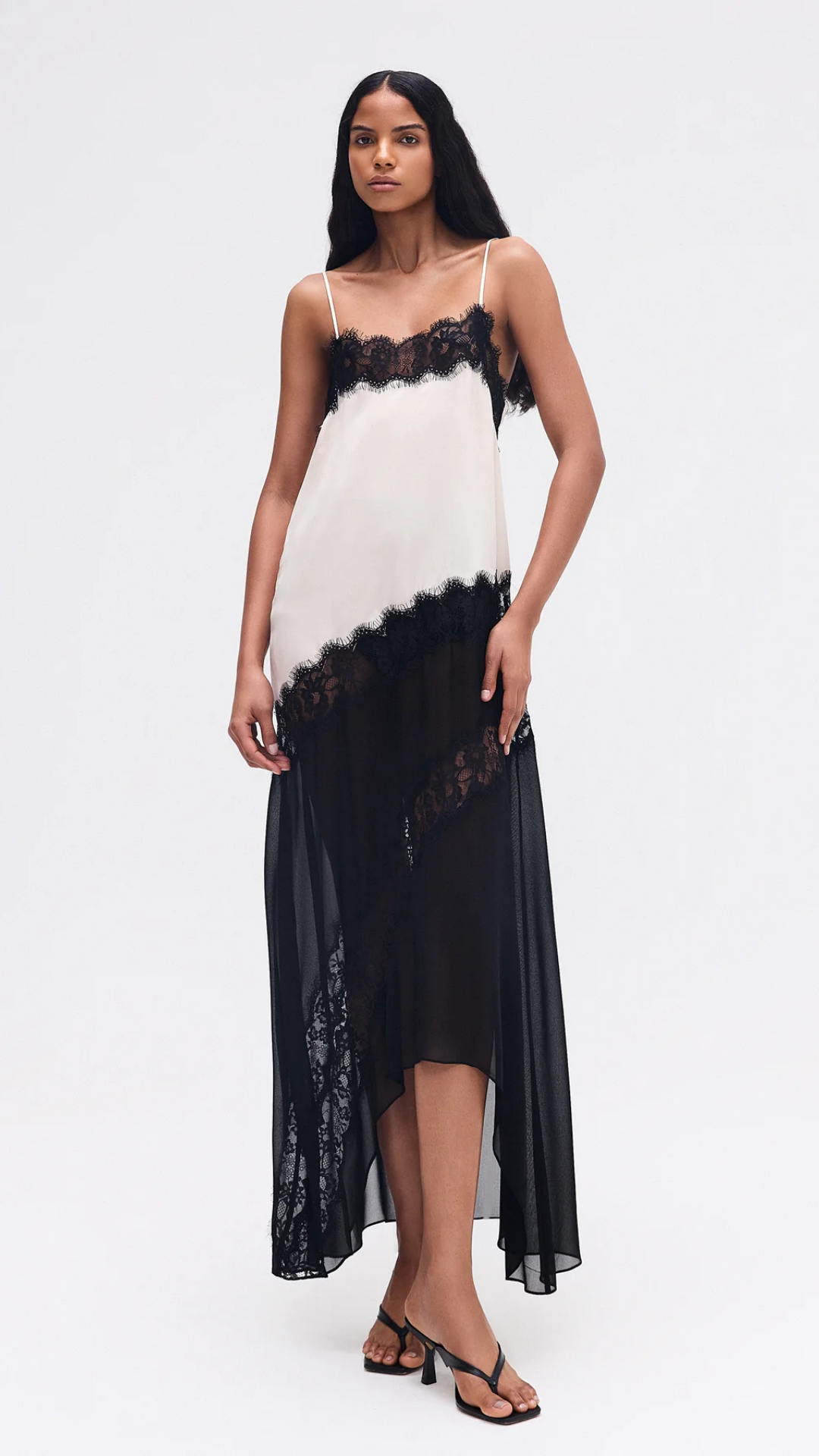 Vestido Longo Cetim Rosa Renda Preta
