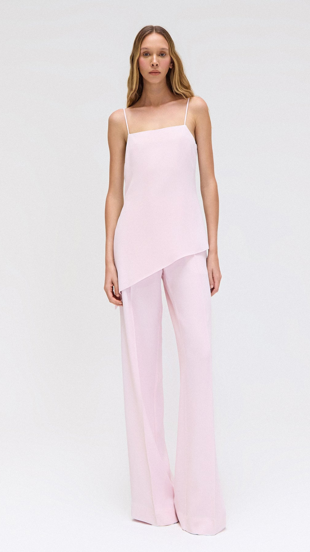 Calça Alfaiataria Crepe Patou Rosa Claro