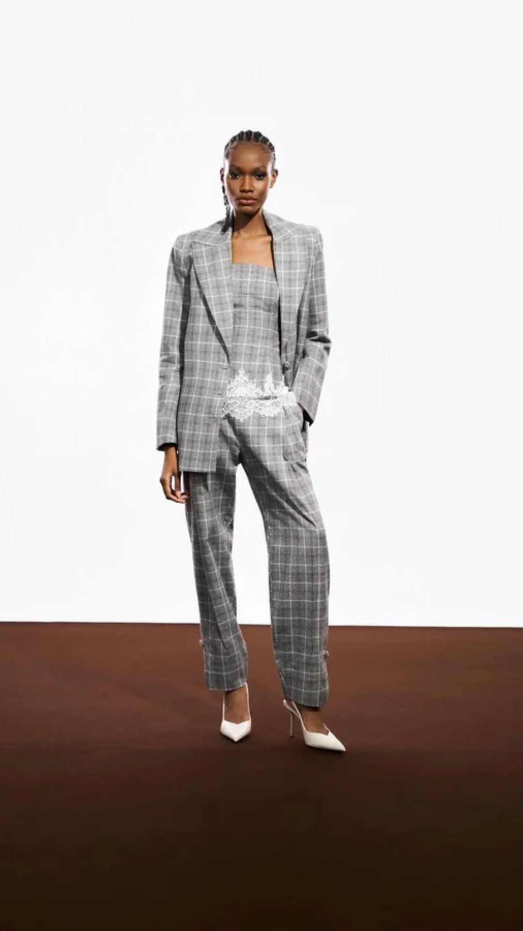 Calça Slouchy Com Botões Na Barra Xadrez