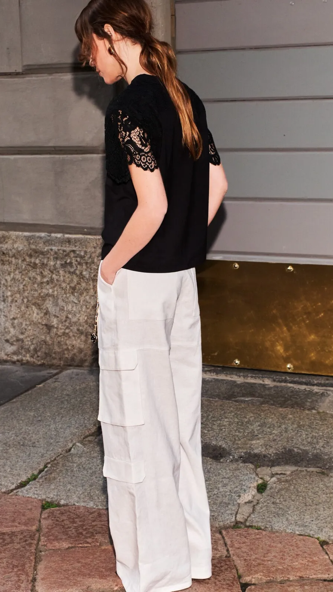 Calça Cargo de Linho Off White