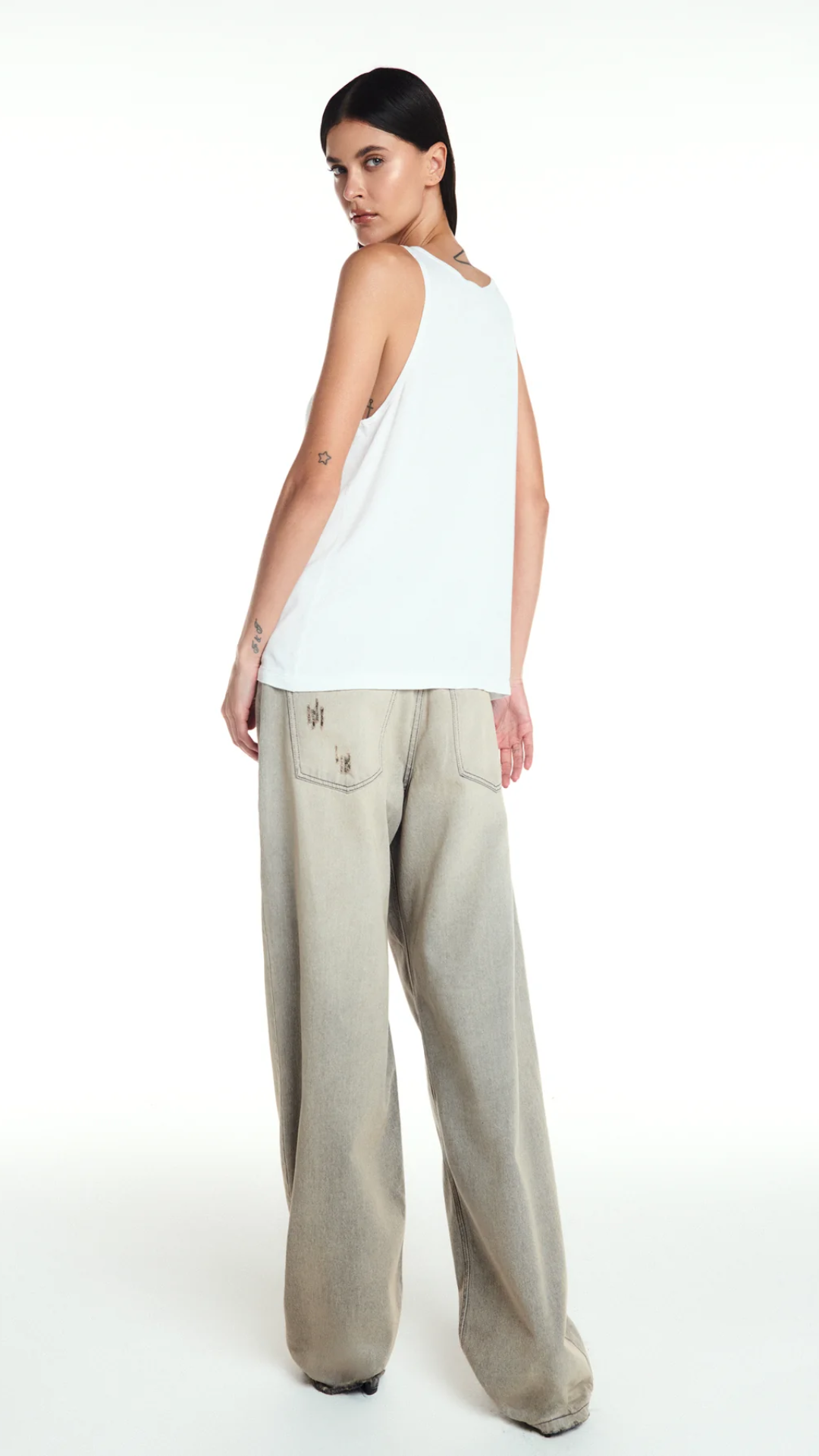 Calça Jeans Balloon Cinza Claro