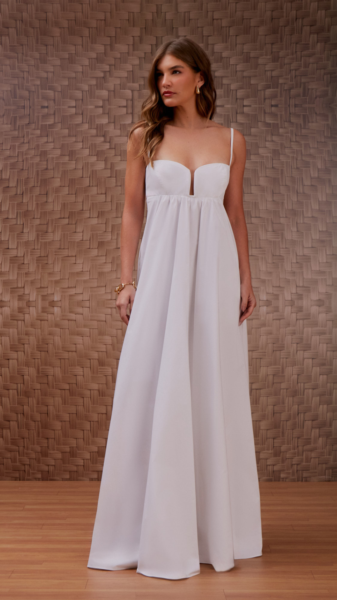 Vestido Cotton Decote Armação Off White