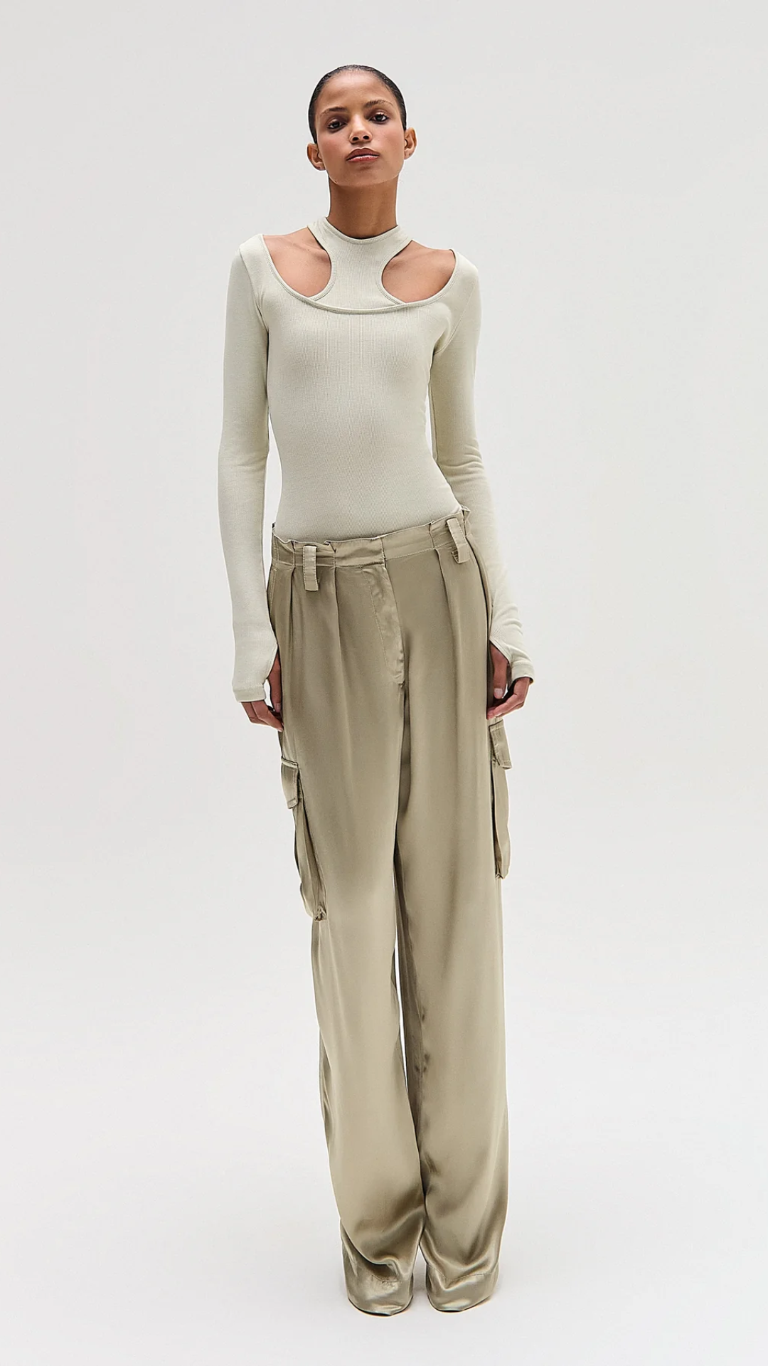 Calça Cargo Cetim Verde Pistache